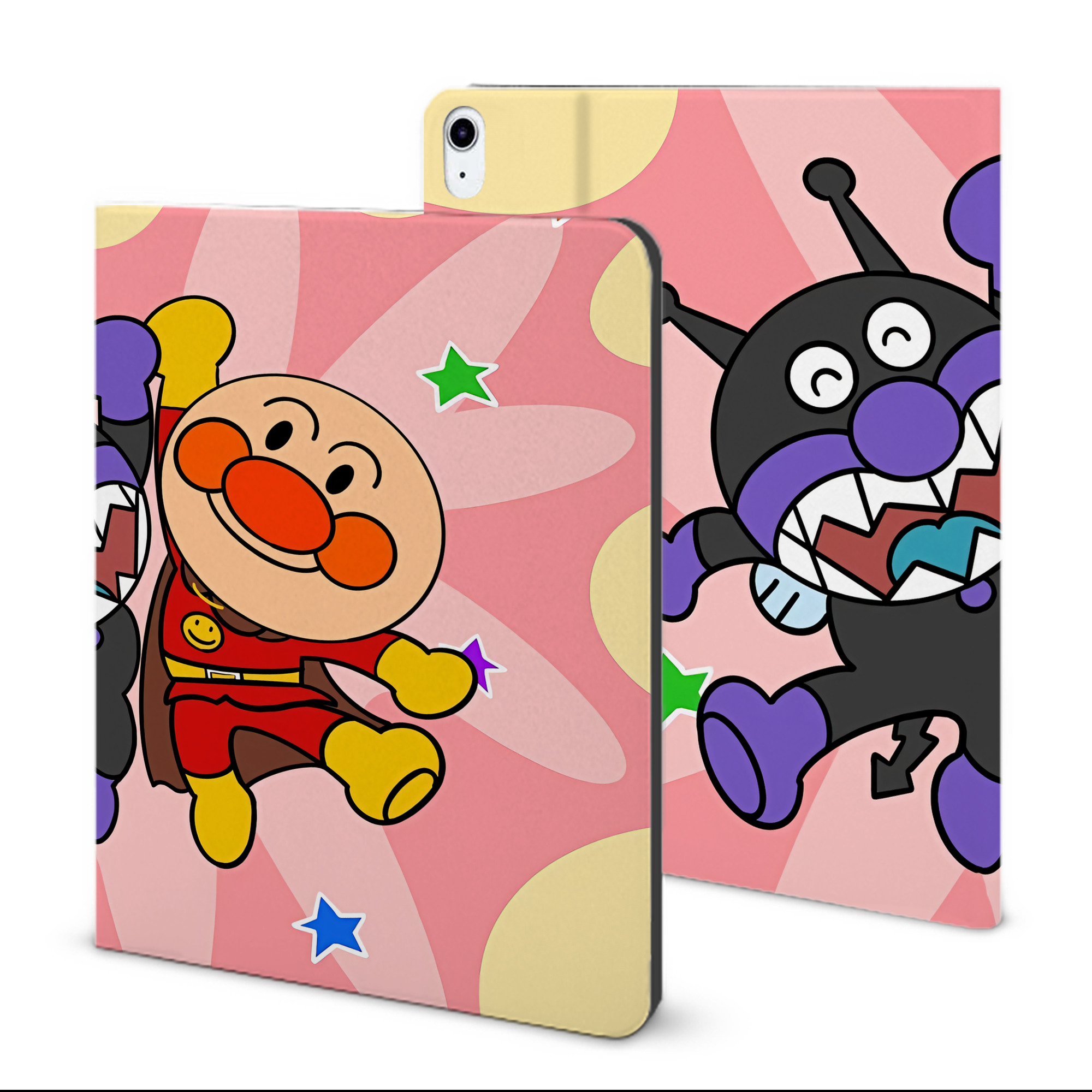 （画像用） アンパンマン Anpanman IPad ケース ブック型 PUレザー TPU 耐衝撃 軽量 薄型 ペン収納なし 全面保護 IPad 各モデル対応